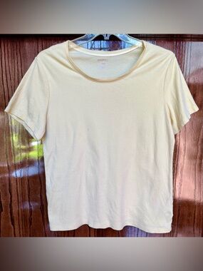 White Stag Women's Light Yellow Lemon Shirt XL (16-18) Short Sleeve Crew Neck
